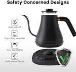 Mecity Electric Gooseneck Pour-Over Kettle, ±1°F Temperature Control, Quick Heating, Auto Shut-Off, 1200W, 0.8L, Matte Black, Barista Edition - Image 2