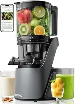 Canoly C16 Cold Press Juicer, 3-in-1 Strainers (Juice, Nut Milk & Sorbet), 6" Extra-Wide Feed Chute, Powerful AC Brushless Motor, BPA-Free, Self Pre-Cut System, Space Gray